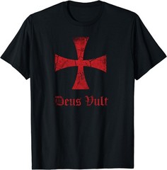 Distressed Deus Vult Knights Templar Cross, Crusader T-Shirt