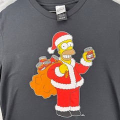 The Simpsons Homer Santa Claus Duff Beer Christmas T-Shirt Black Unisex Medium