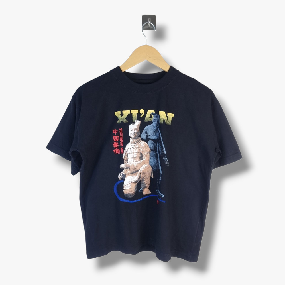 Pandak Xi’an Terracotta Army T-Shirt Fits Small S Mens Black Tee Short Sleeve