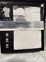 AlfaTech by Alfani Men White -V-Neck Undershirt Tee Short Sleeve Size M-5pack