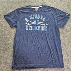 Homage T Shirt Mens Size Large Blue A Mindset Of Believing Graphic Short Sleeve