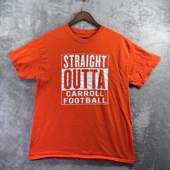Straight Outta Carroll Football Graphic T-Shirt Mens Large L Orange Short Sleeve