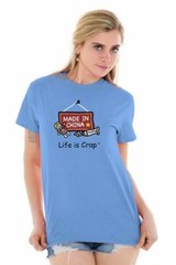 Life is Crap Made In China Funny Factory Womens or Mens Crewneck T Shirt Tee