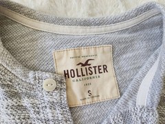 HOLLISTER Mens Textured Boucle Short Sleeve Henley Marled Gray S
