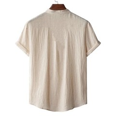 Men’s Cotton Linen Henley T-Shirt Short Sleeve Beach Hawaii Casual Shirt Style!