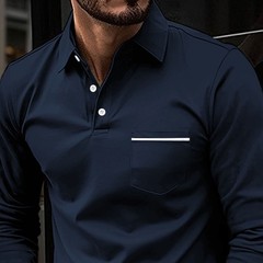 Mens Casual Shirts Grandad Long Sleeve Smart Work Business Golf Solid Tops