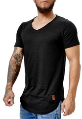 Mens T-Shirt Body Fitness Deep V Neck Long Shirt Casual Basic