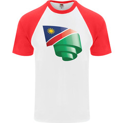 Curled Namibia Flag Namibian Day Football Mens s/S Baseball T-Shirt