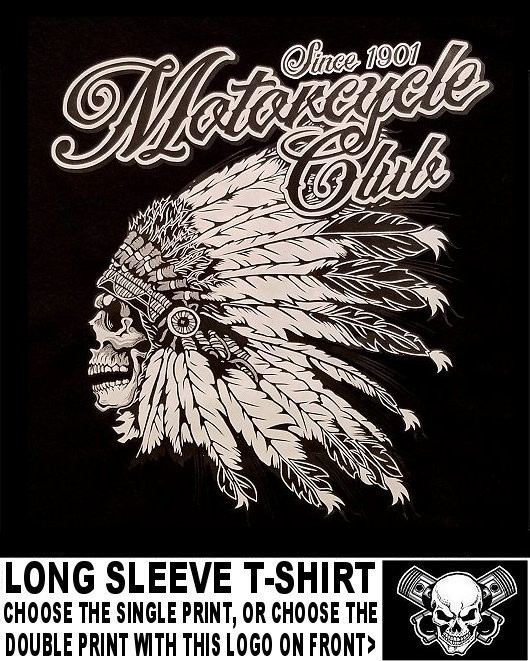 Ghost Skull Indian Chief Motorcycle Club Since 1901 Biker Rider T-shirt WS128