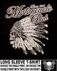 Ghost Skull Indian Chief Motorcycle Club Since 1901 Biker Rider T-shirt WS128