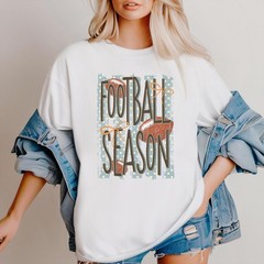 Football Season Shirt Retro Checkered Game Day Touchdown Fall Unisex Fan Tee