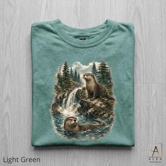 River Otter Shirt Wildlife Nature Mountain Waterfall Graphic Unisex Outdoor Tee