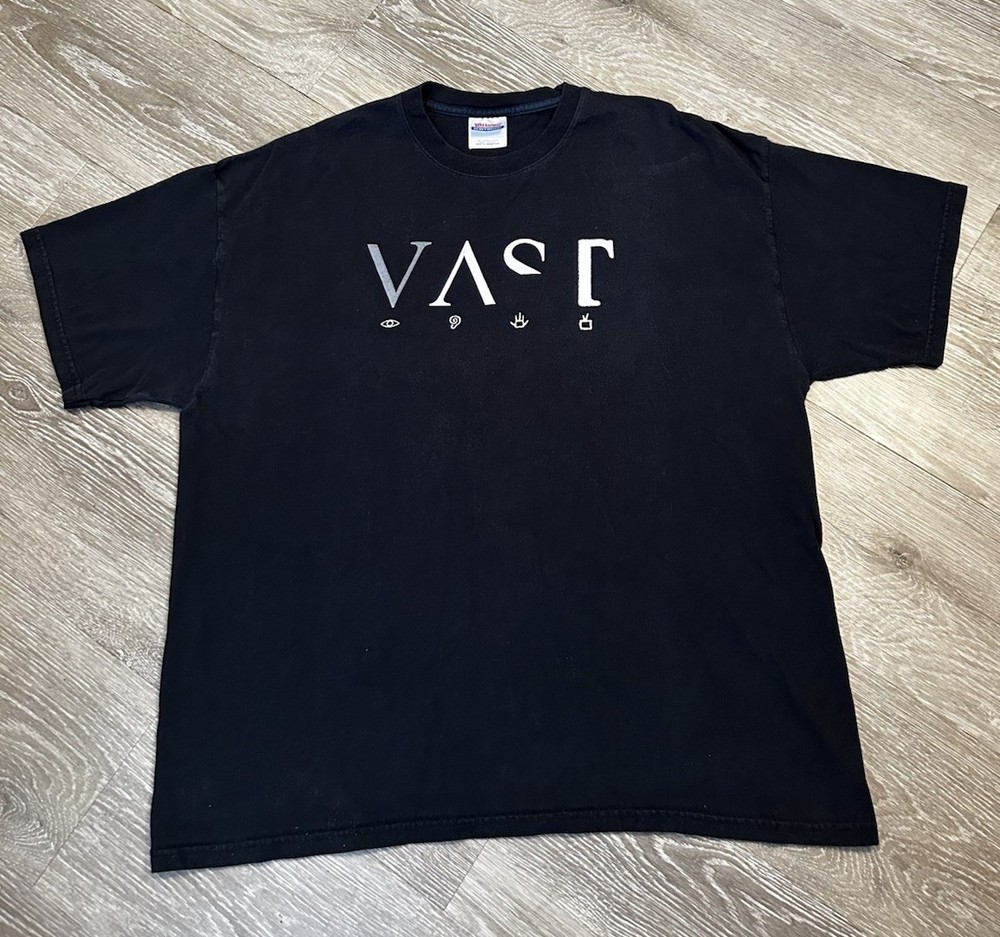 Vintage Faded Black VAST Video Audio Sensory Theatre Band T Shirt Size XL