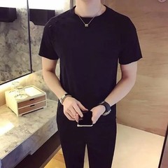 Men’s Stylish Ripped Crew Neck Cotton T-Shirt Slim Fit Short Sleeve Casual Top