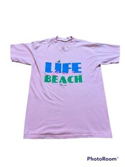 Vintage 1980s Life Is A Beach Florida Pink T-Shirt Large 80s Souvenir