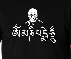 Tibetan Dalai lama Buddhism Om Mani Padme Hum Tibet black t-shirt 100 % cotton
