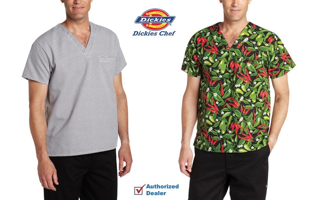 Dickies Mens V-Neck Cook Shirt, Work Shirt, Kitchen Shirt for Restaurant DC1001