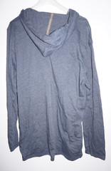 Rebel Canyon Heather Navy Blue Hooded Ling Sleeve T Shirt Mens Sz L Chest Pocket