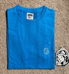 Billionaire Boys Club BBC Crewneck SS Pocket T-Shirt Malibu Blue Mens Small NEW