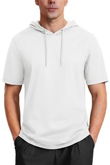 Men’s Casual Workout T-Shirts Summer Hoodie Short Sleeve Sport Cotton Sweatshirt