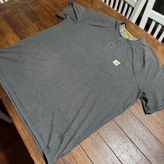 Carhartt Shirt Men’s 3XL Gray Henley Pocket Original Fit Workwear *Fade spots