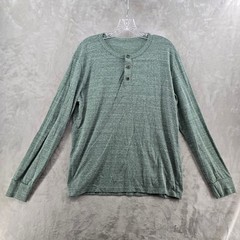 Gustin Henley Men Large Green Long Sleeve Tri-blend Made in USA Heathered Shirt
