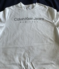 Calvin Klein Jeans Men’s White Logo Crew Neck Short Sleeve T-Shirt Size S