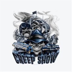 Rollin Hard men’s Creep Show Lowrider white classic fit front and back print gra