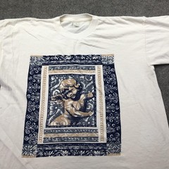 Vintage Cherub Angel Shirt Mens XL White Graphic Baroque Print Renaissance