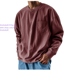 New Mens Long Sleeve T-Shirts Casual Crewneck Shirt Lightweight Pullover Tops