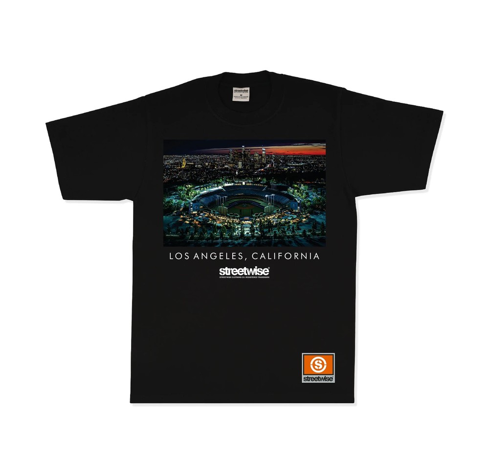 Streetwise City Lights Men’s T-Shirt – LA Streetwear Tee – Black