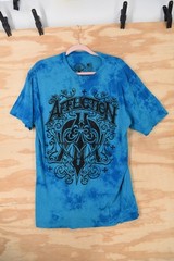 Affliction Blue Crystal Wash Tie Die Double Sided T-Shirt Size XL