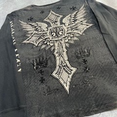 Y2K 2000s Grunge Gothic Indie Skate Streetwear Graphic Thermal Long Sleeve Shirt