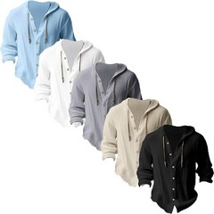 Men Hooded Top Weekend T-shirt Comfortable Shirts Office Lace Up Beach V Neck