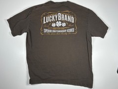 Lucky Brand T Shirt Men No Tag Brown Graphic Print Americana Distressed Workwear