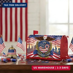 USA 250th Years Anniversary Magnetic Mailbox Cover, Patriotic American Flag Bald