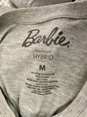 Barbie T-Shirt Unisex Adult Light Gray with Pink Ombre Letters “Barbie”