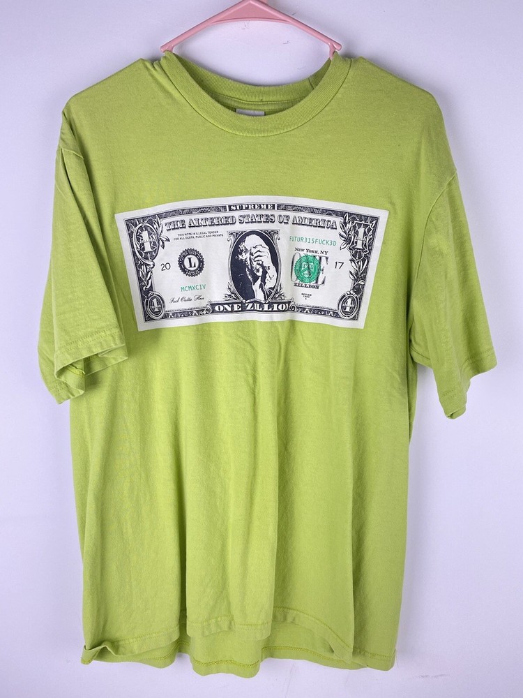 Supreme FW17 Dollar Tee Size Medium Lime Green Graphic Logo Authentic T Shirt