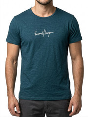 Second Layer Men’s XXL Teal Slub Cotton T-Shirt Slim Fit Crew Neck Short Sleeve