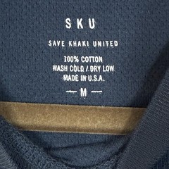 Save Khaki United Shirt Men Medium Long Sleeve Pointelle Crew Tee Minimalist USA