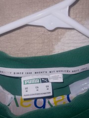 PUMA Graphic Tee Shirt Black, White, Red, Green Tennis Club Court Design, Size M