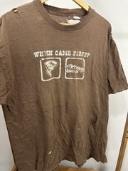 VTG Which Came First Gradient Sun Faded Thrashed Distressed Worn WIP T-Shirt XL