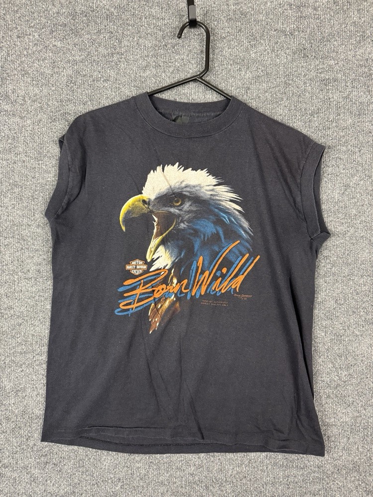 Vintage Harley Davidson 3D Emblem Tank Top Men’s XL Born Wild 84 Gardner 19.5×25