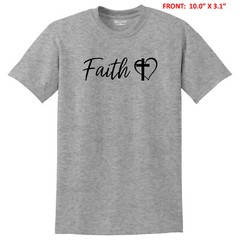 FAITH with CROSS & HEART UNISEX T-SHIRT S-3X GREAT GIFT -10 COLOR OPTIONS