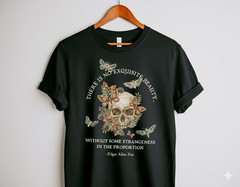 Edgar Allan Poe Quote Skull Moth Gothic Art T-Shirt Dark Aesthetic Tee – S196