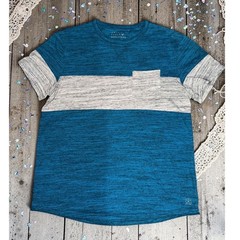 American Eagle – Mens Blue Colorblock Pocket Short Sleeve tshirt – Size L