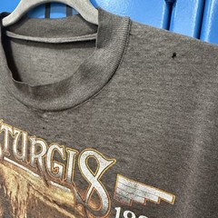 1991 Sturgis Halrey Davidson 3D Emblem Faded Black T Shirt Large VTG