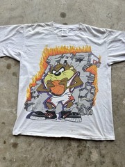 RARE Vintage 90s Made in USA Single Stitch AOP Looney Tunes TAZ T-Shirt : XL