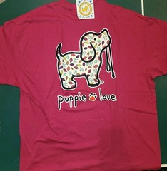 Puppie Love Burgandy Leaves Pattern Short Sleeve T-Shirt