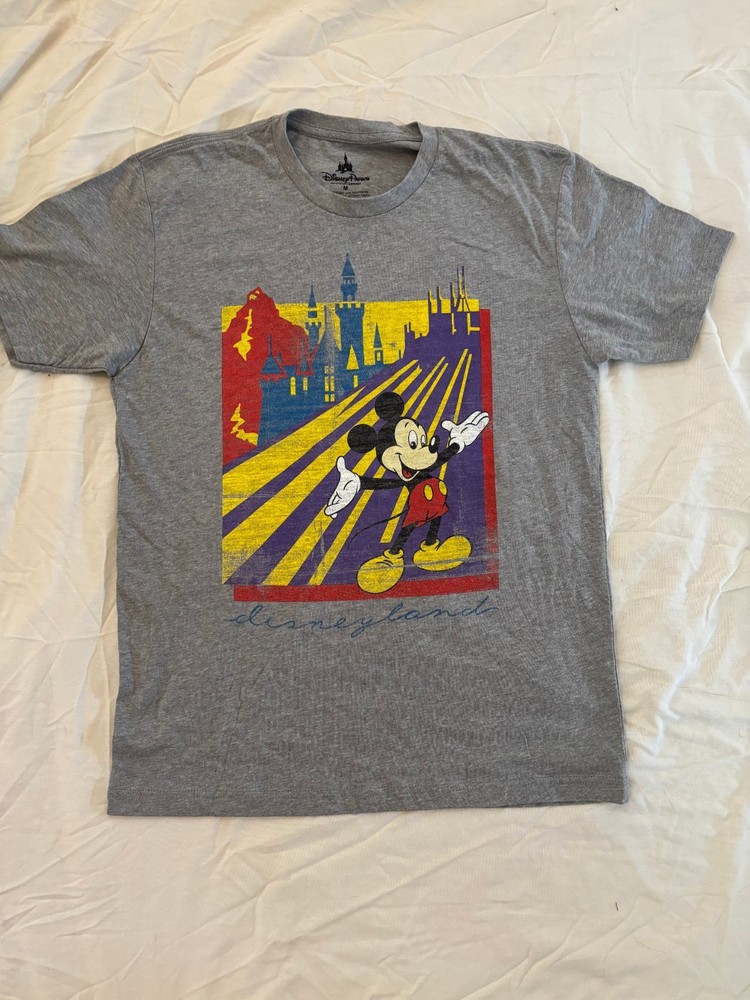 NEW Disney Mickey Mouse Disneyland Art Deco Men’s Tee Gray Size M